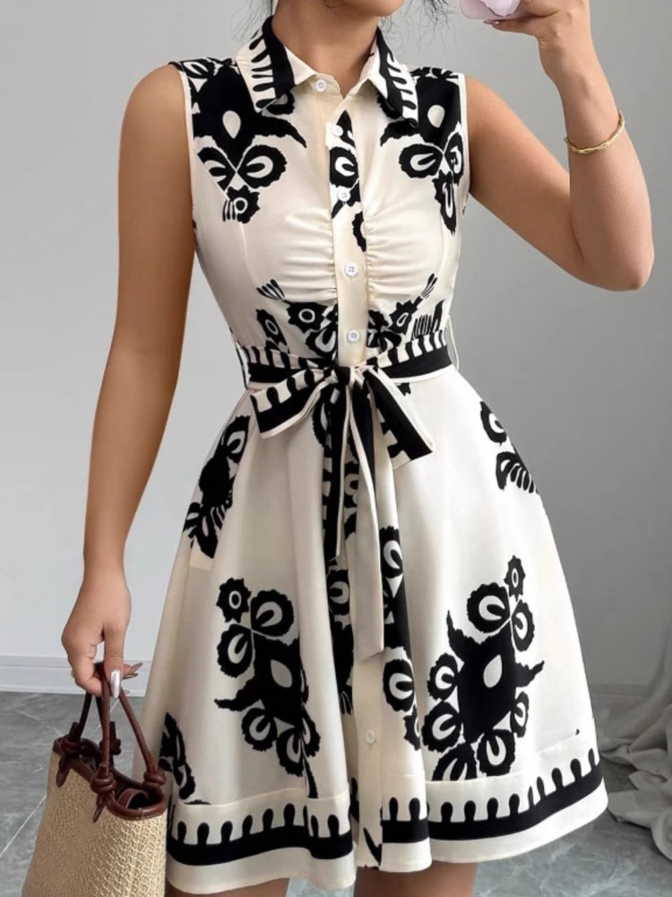French Vintage Floral Midi Dress - Letnia nowa moda Casual Dress dla