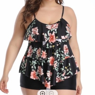 Tops - Tankini Damskie Bikini z Kwiatowym Nadrukiem