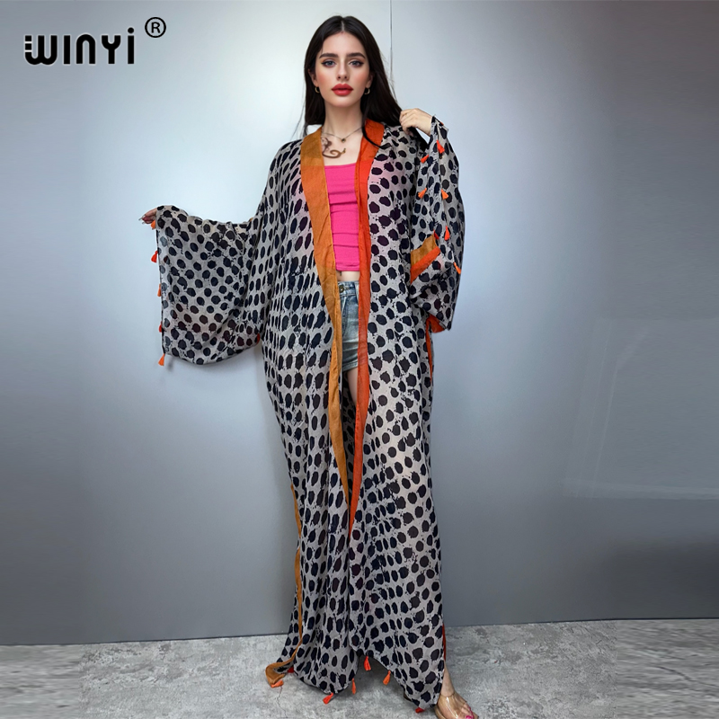 Boho Summer Beach Maxi Dress - Letni strój WINYI Kimono America Boho