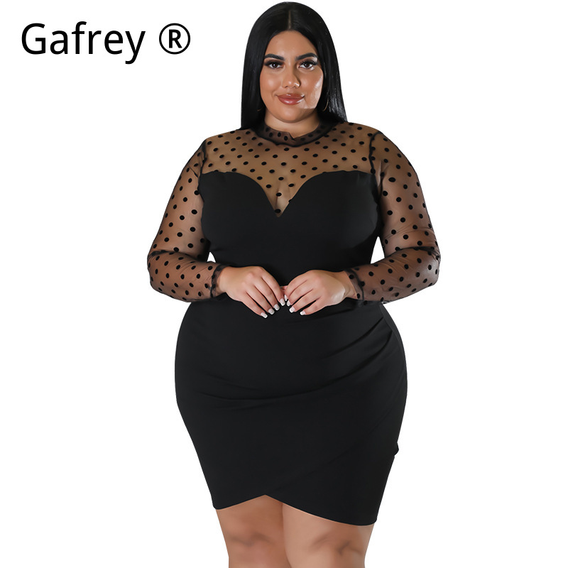 Sexy Mesh Sheer Bodycon Dress - Sukienka midi z siateczki, z wstawkami,