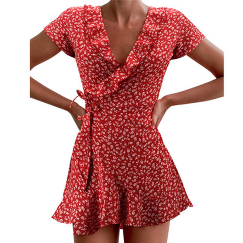 French Vintage Floral Midi Dress - Letnia damska sukienka w kwiaty w