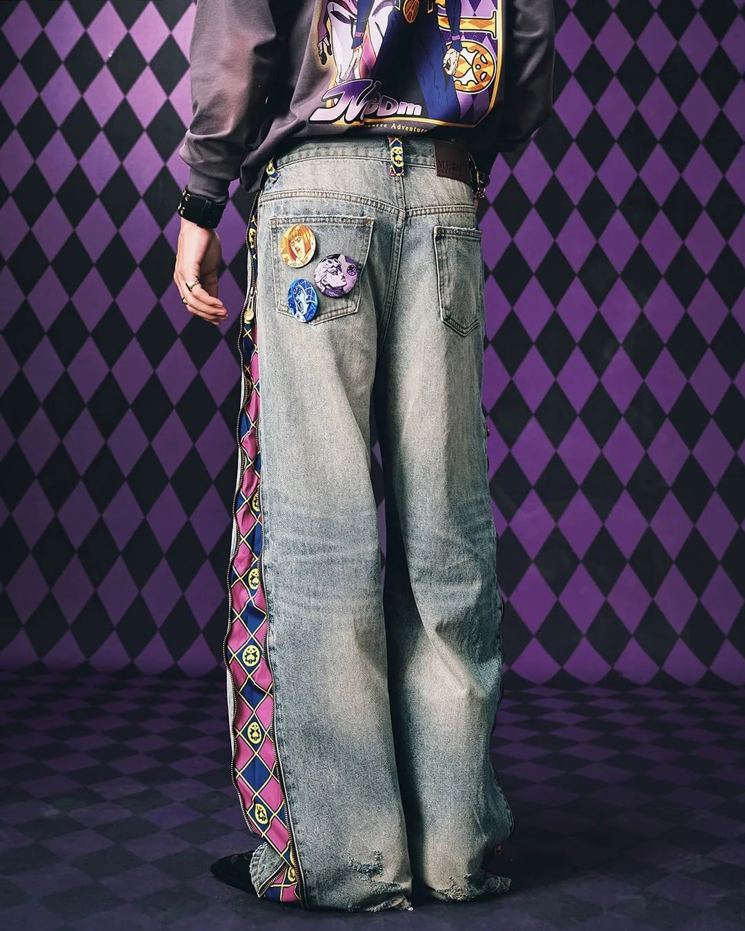 Jeans - Dżinsy JoJo Anime z odpinanym panelem,