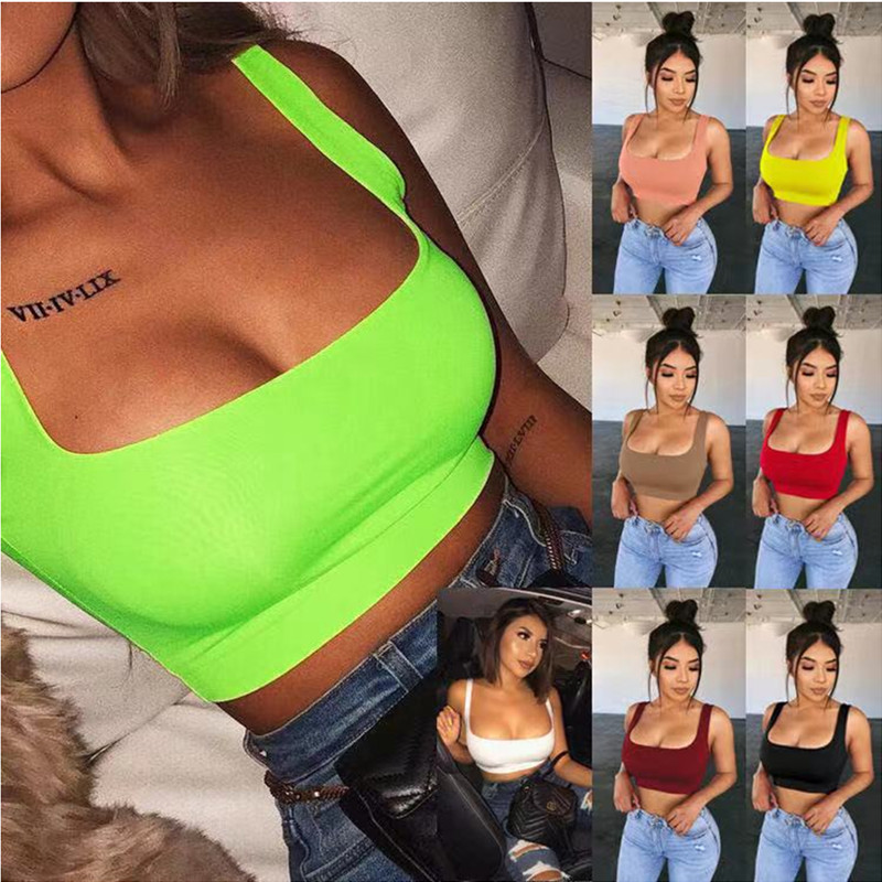 Tops - Seksowne krótkie bluzki damskie solidne Halter