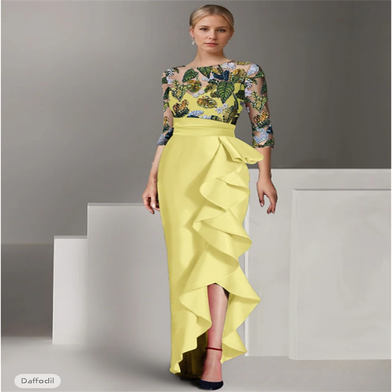 Elegant Satin Evening Gown Split - Sukienki na studniówkę / wieczorowe, długie