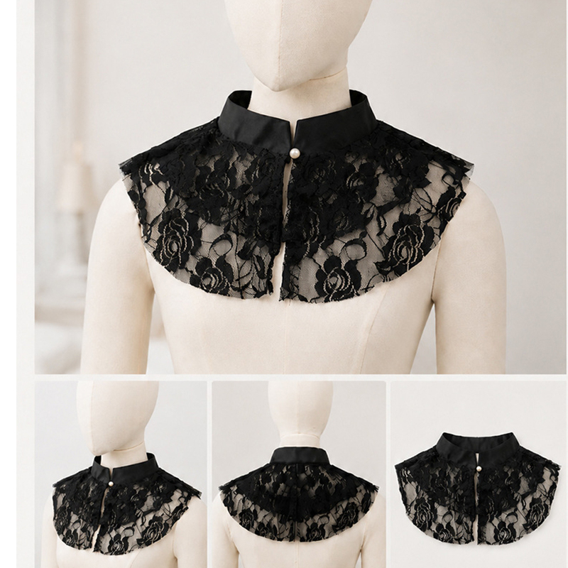 Dresses - Elegancki koronkowy kwiatowy szal z imitacją