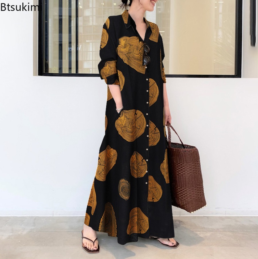 Sukienka damska 2026, luźna, c – Casual Loose Linen Shirt Dress recenzja i cena