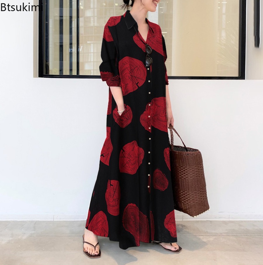 Sukienka damska 2026, luźna, c – Casual Loose Linen Shirt Dress recenzja i cena
