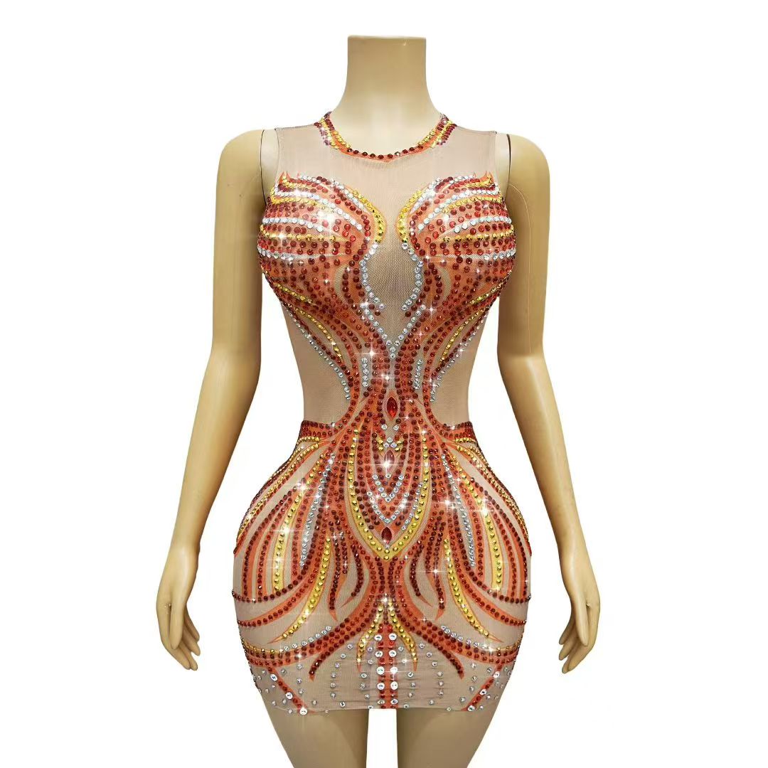 Damska błyszcząca sukienka min – Sparkly Rhinestone Club Party Dress recenzja i cena