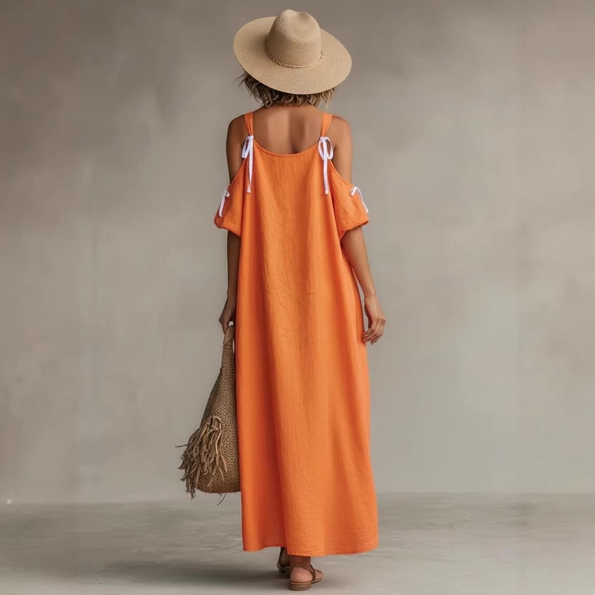 Letnia sukienka damska z bufia – Off Shoulder Puff Sleeve Sundress recenzja i cena