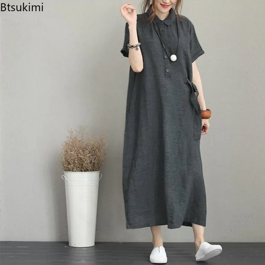 Sukienka letnia 2026 Prosta Su – Casual Loose Linen Shirt Dress recenzja i cena
