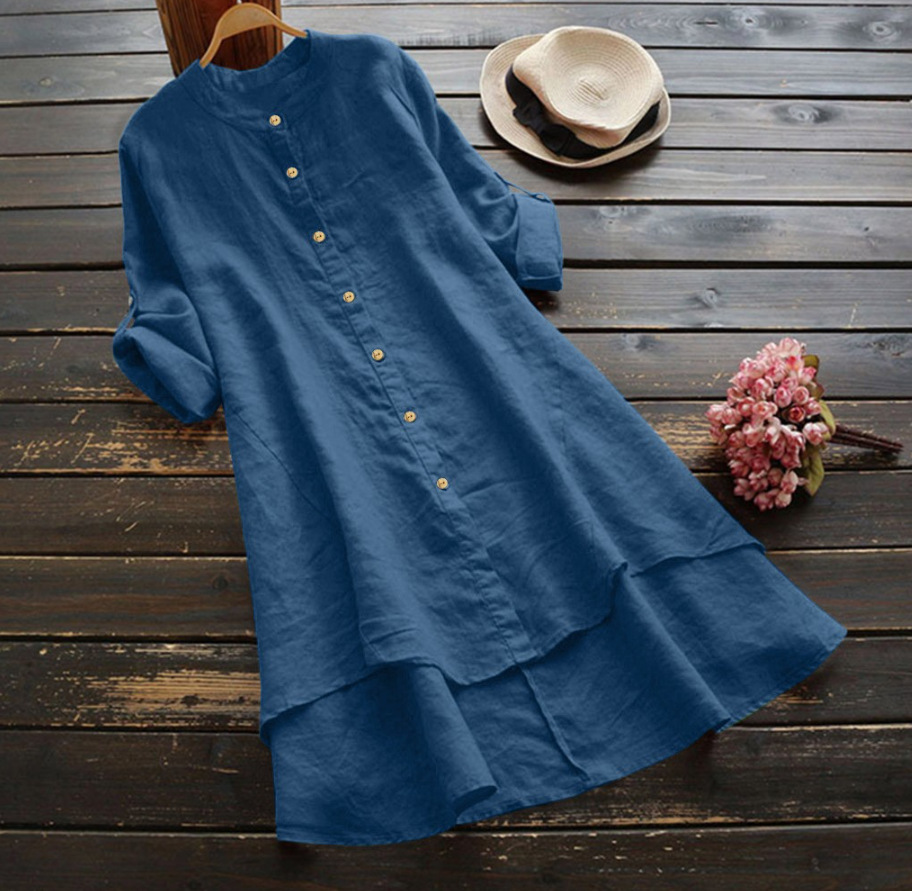 Sukienka koszulowa plus size d – Casual Loose Linen Shirt Dress recenzja i cena