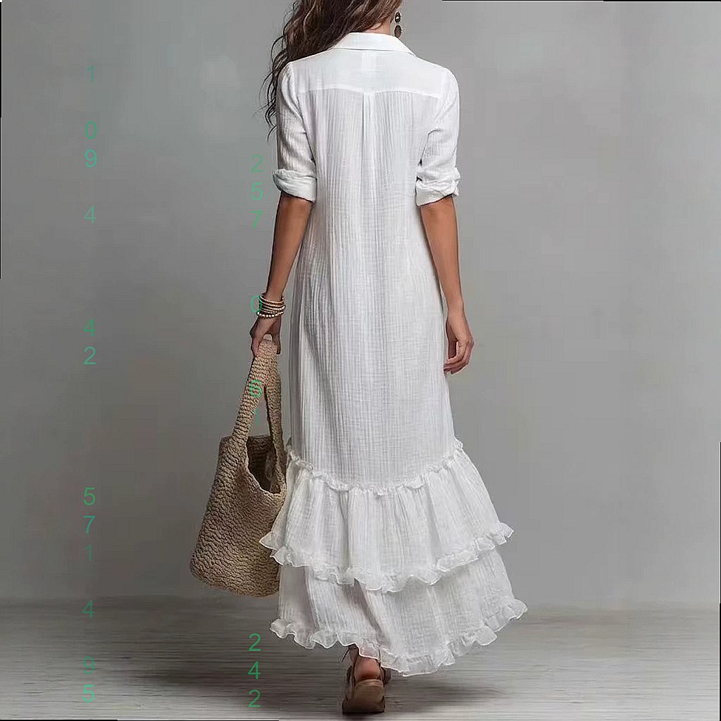 Sukienka z bawełny i lnu z krz – Casual Loose Linen Shirt Dress recenzja i cena