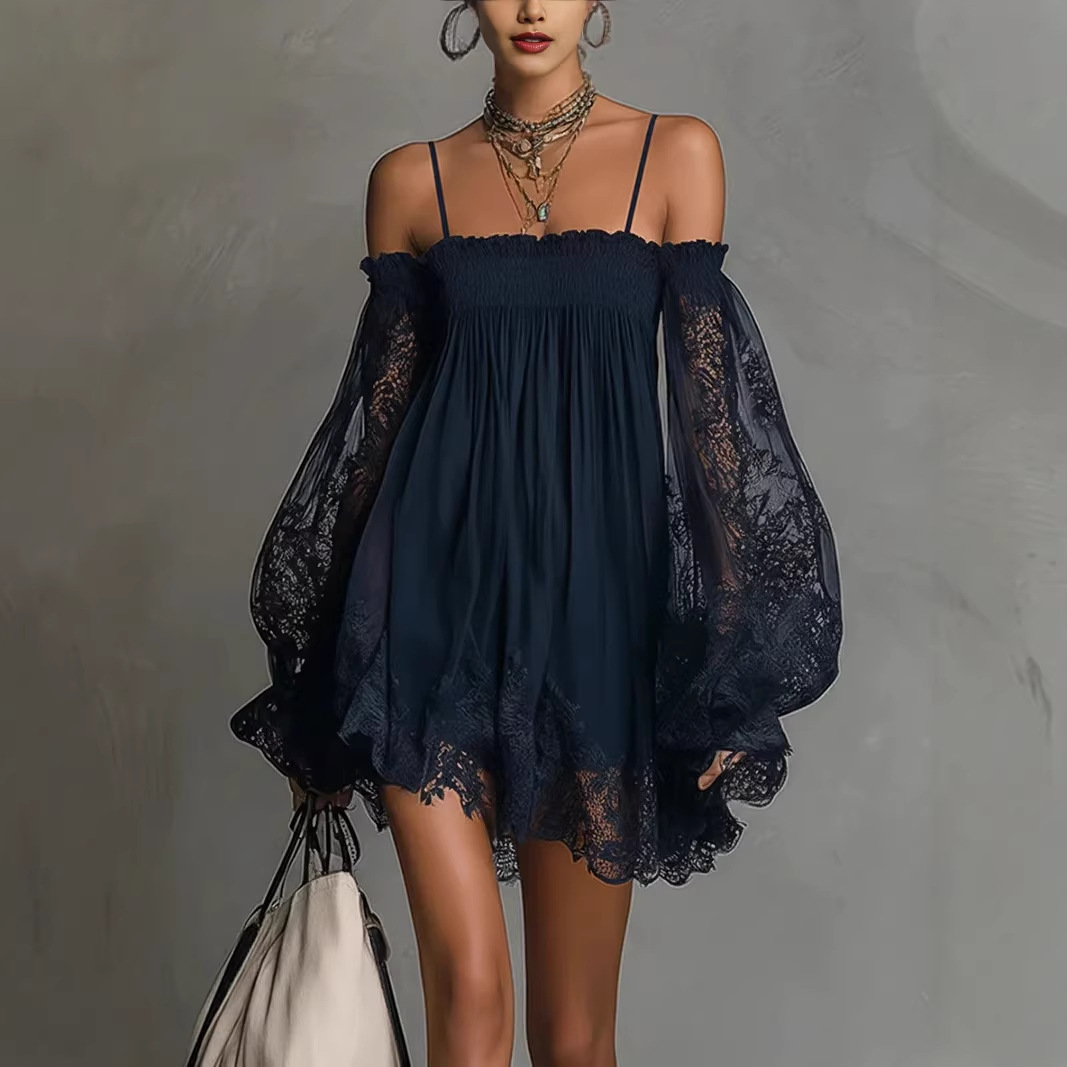 Sukienka mini z odkrytymi rami – Off Shoulder Puff Sleeve Sundress recenzja i cena