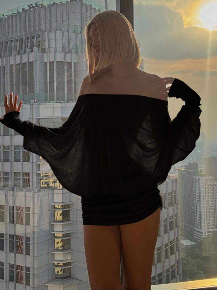 Nowa Moda Sukienki Mini z Odkr – Sexy Mesh Sheer Bodycon Dress recenzja i cena