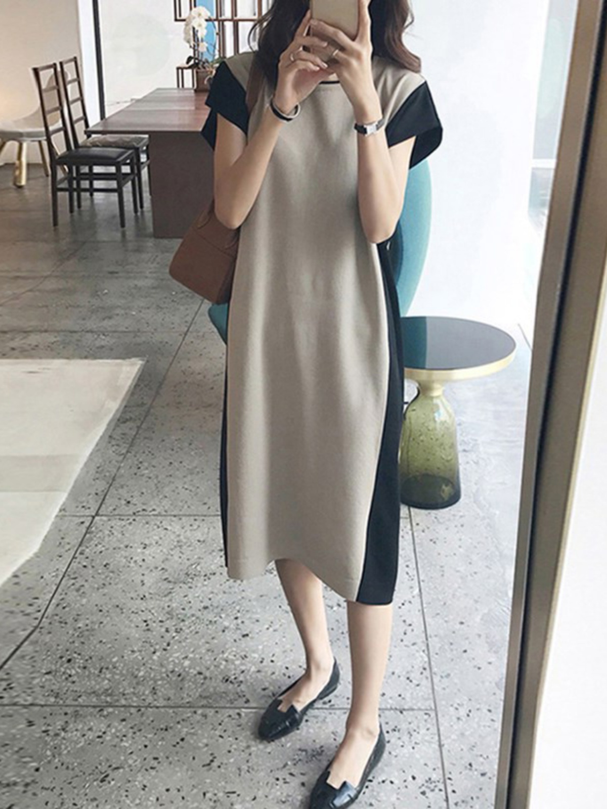 Efekt wyszczuplający Sukienka- – Korean Style A Line Shirt Dress recenzja i cena