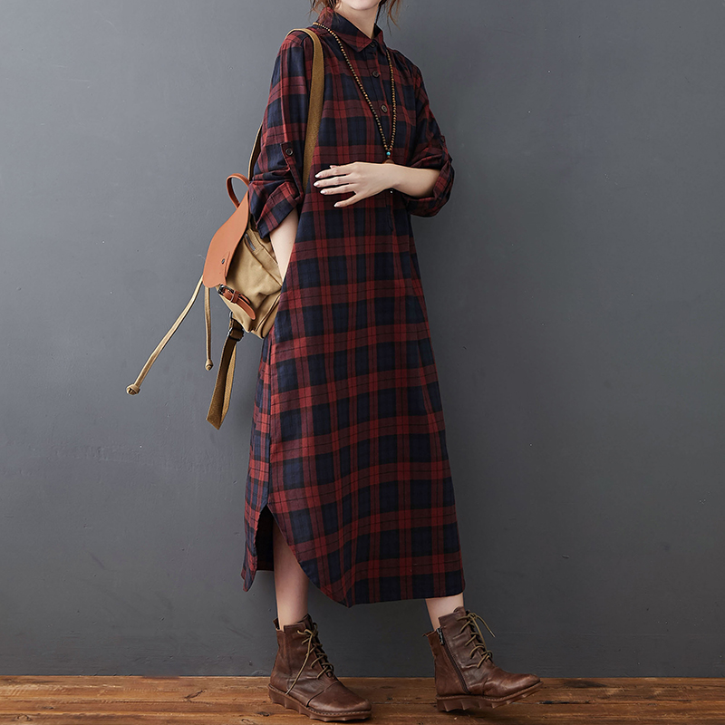 Bawełniana lniana sukienka dam – Casual Loose Linen Shirt Dress recenzja i cena