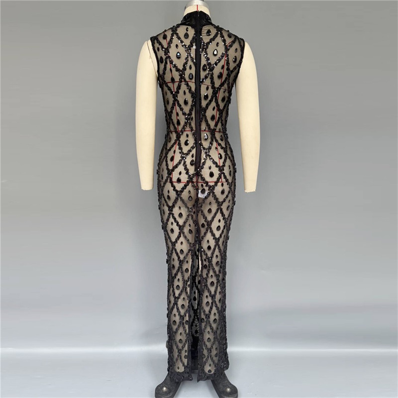 Czarna błyszcząca seksowna suk – Sexy Mesh Sheer Bodycon Dress recenzja i cena
