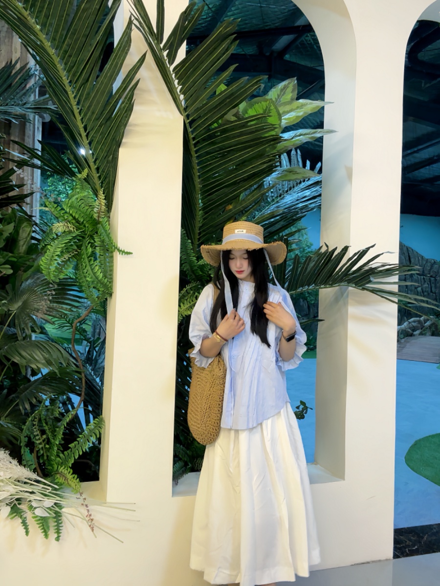 Damski zestaw letni: niebieska – Korean Style A Line Shirt Dress recenzja i cena