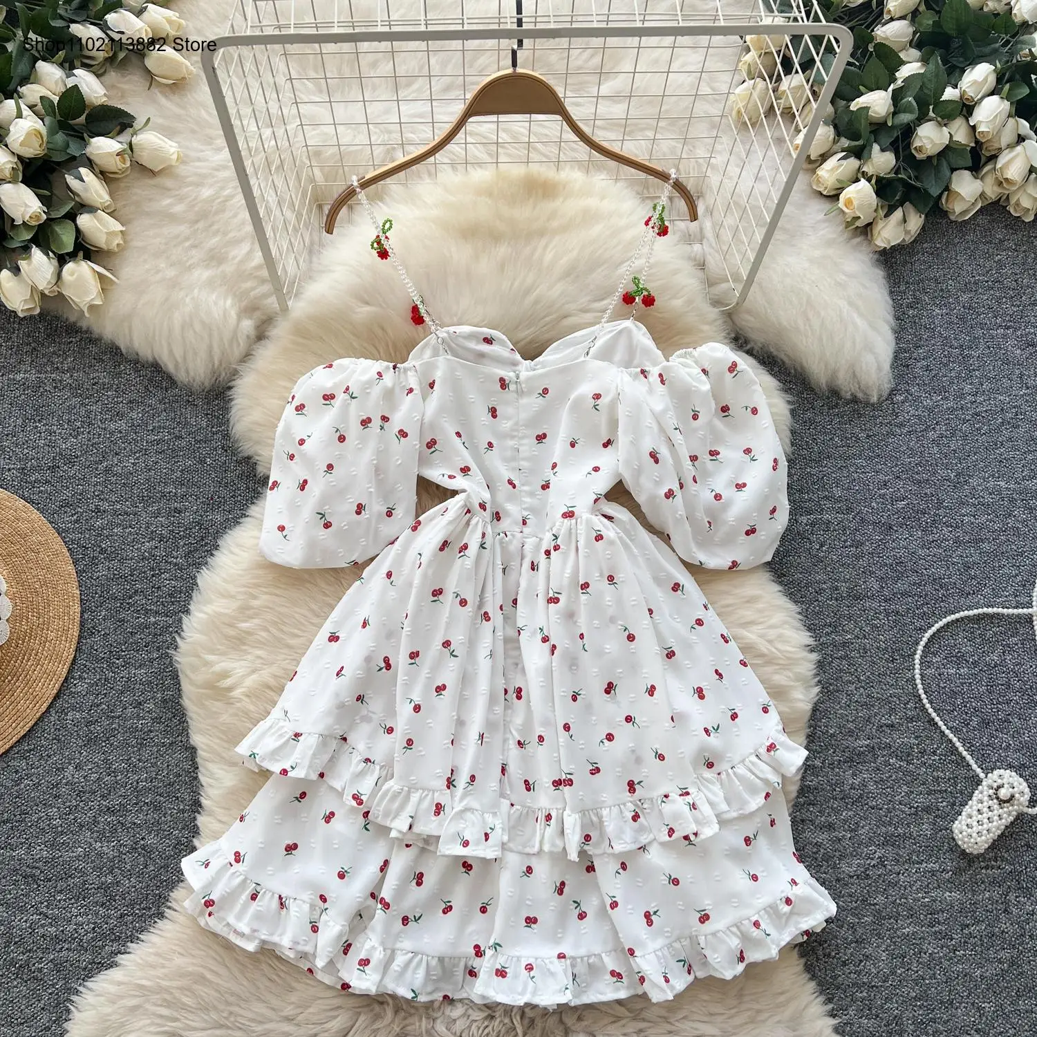 Sukienka z bufiastymi rękawami – Off Shoulder Puff Sleeve Sundress recenzja i cena