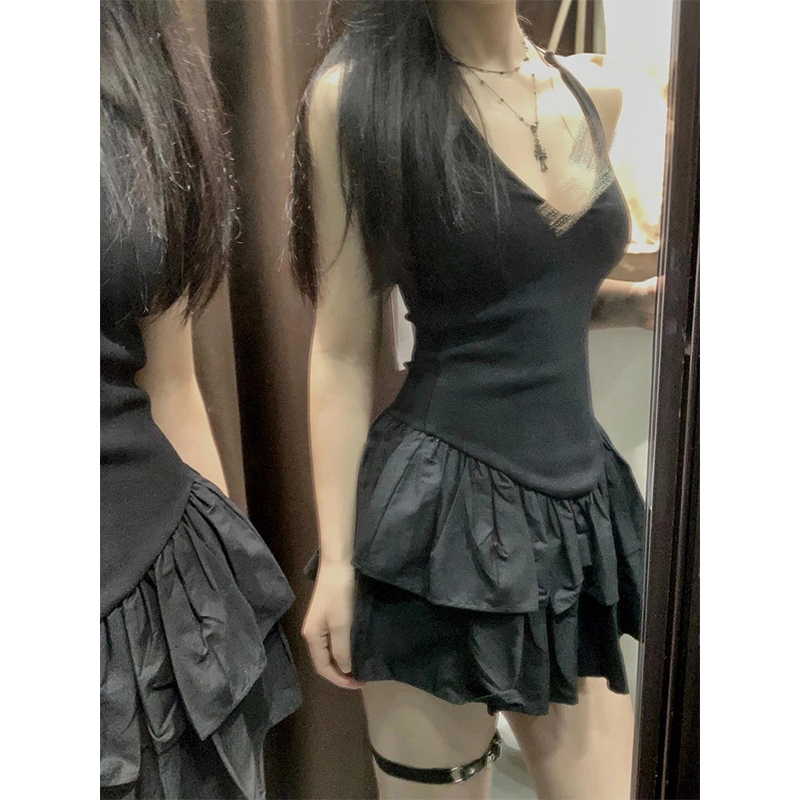 MEXZT Y2K Black Mini Dress Wom – Y2K Backless Halter Mini Dress recenzja i cena