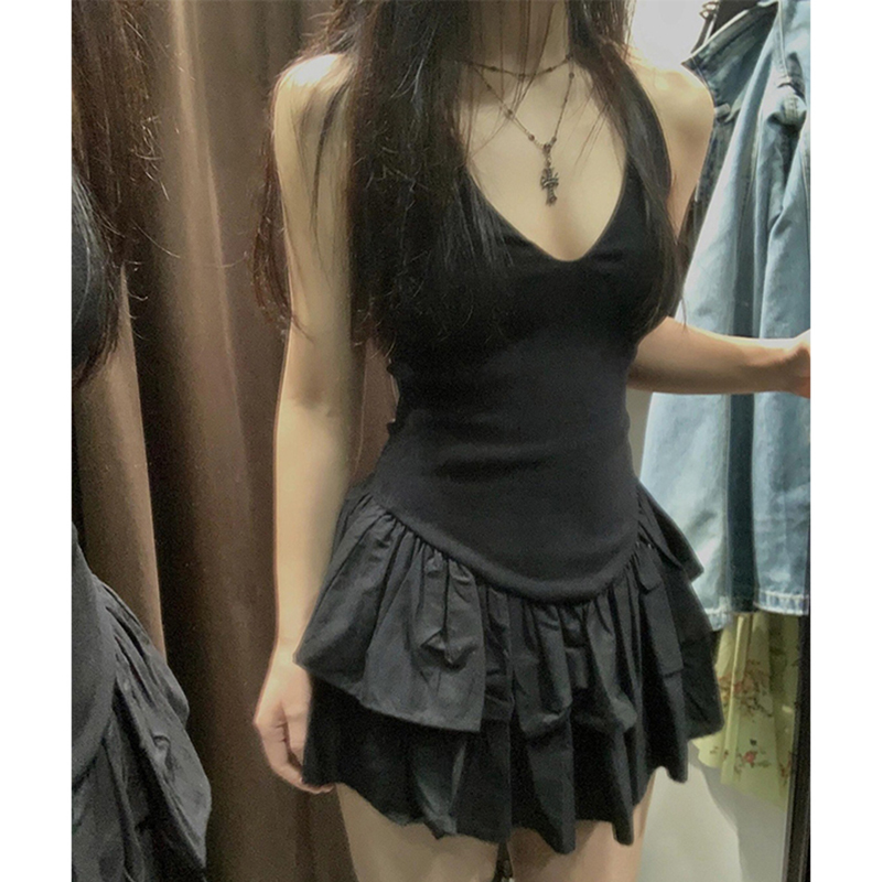 MEXZT Y2K Black Mini Dress Wom – Y2K Backless Halter Mini Dress recenzja i cena