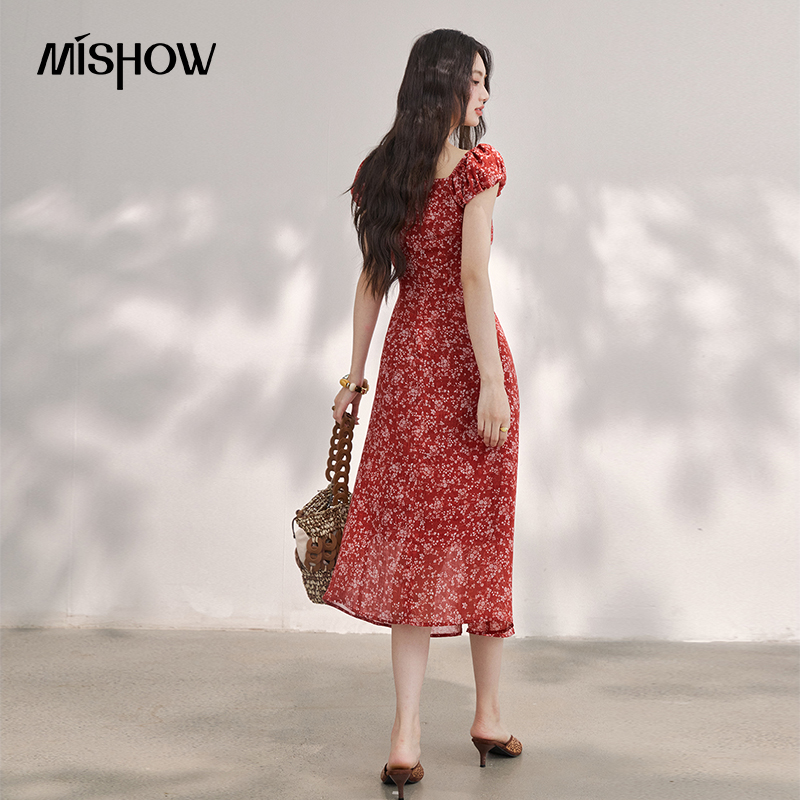 MISHOW Damska Sukienka Midi w  – French Vintage Floral Midi Dress recenzja i cena