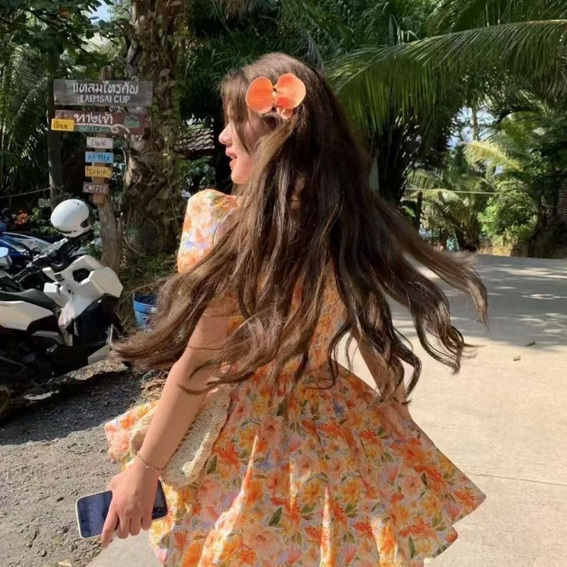 Nowa pomarańczowa sukienka min – Off Shoulder Puff Sleeve Sundress recenzja i cena