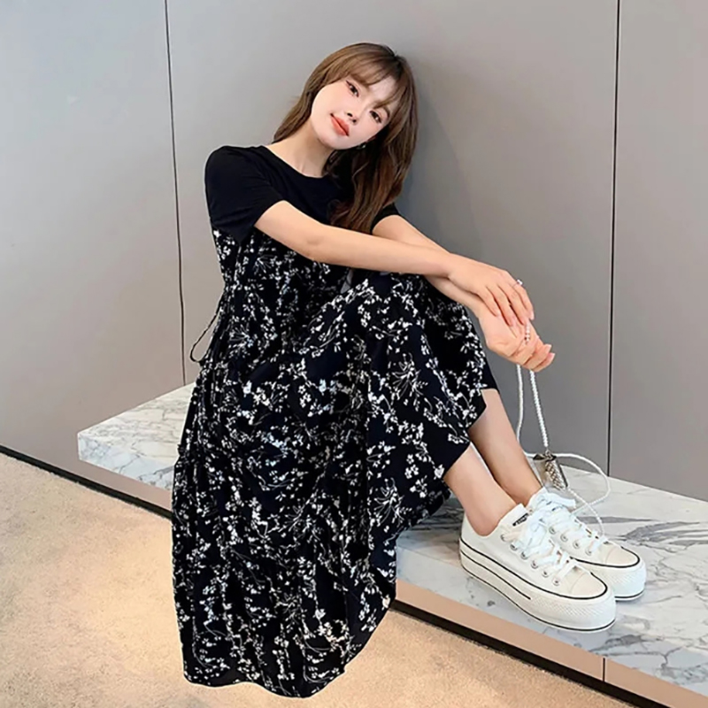 Damska koszulka Fałszywe dwie  – Korean Style A Line Shirt Dress recenzja i cena