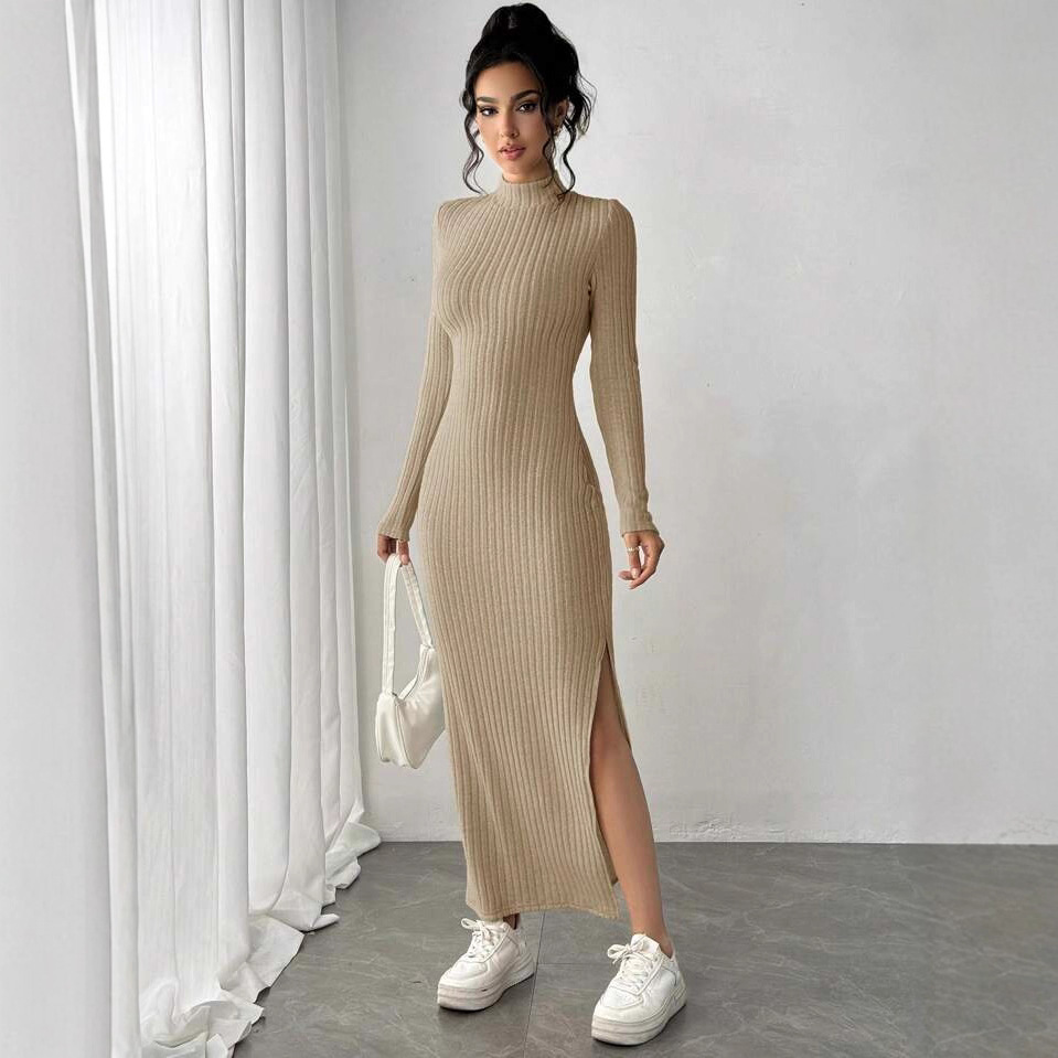 Modna dzianinowa sukienka z go – Bodycon Long Sleeve Ribbed Dress recenzja i cena