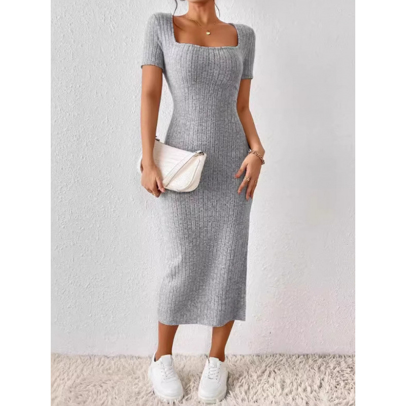Sukienka midi damska w stylu v – Bodycon Long Sleeve Ribbed Dress recenzja i cena