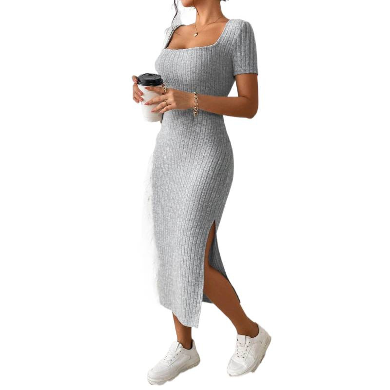 Sukienka midi damska w stylu v – Bodycon Long Sleeve Ribbed Dress recenzja i cena