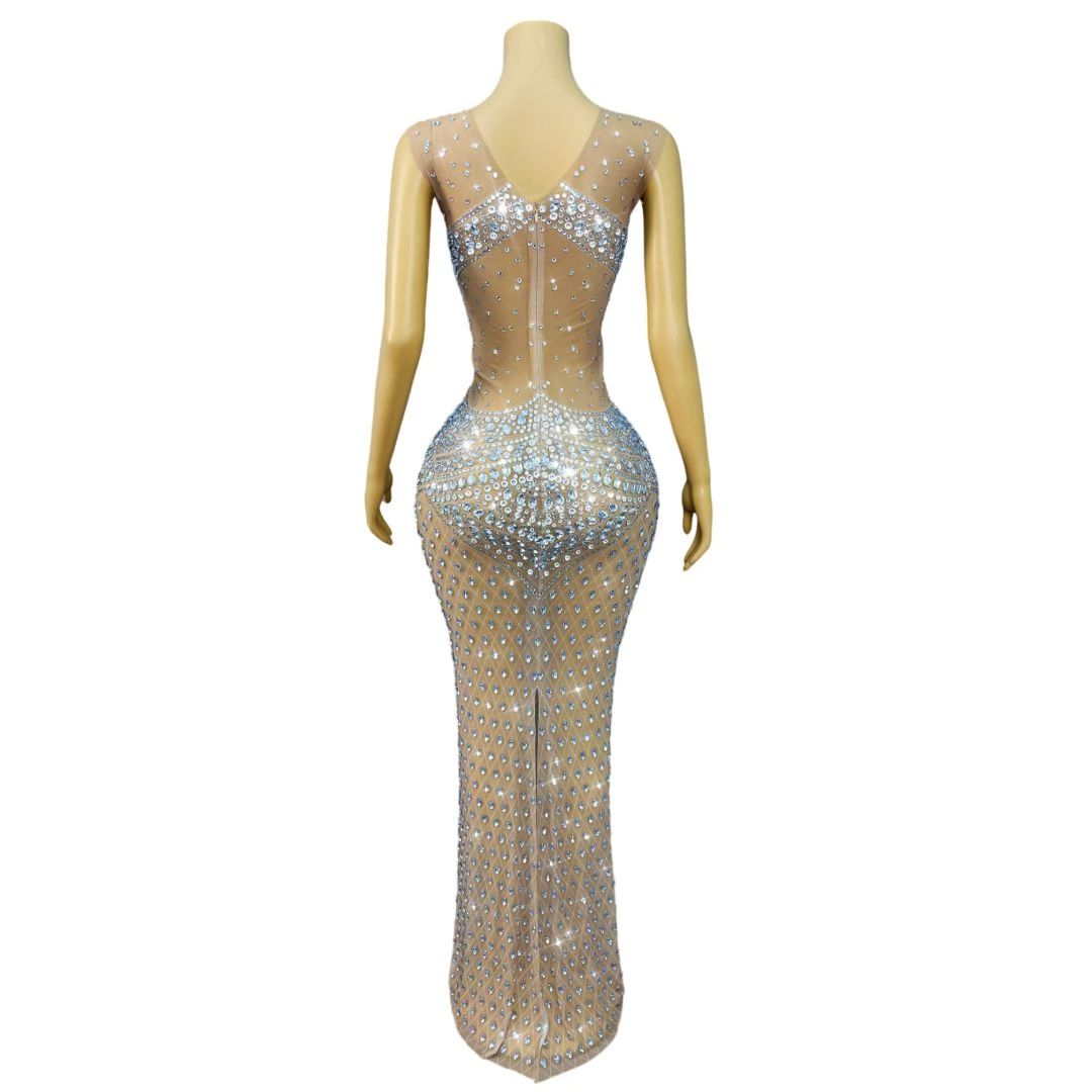 Damska błyszcząca sukienka wie – Sparkly Rhinestone Club Party Dress recenzja i cena