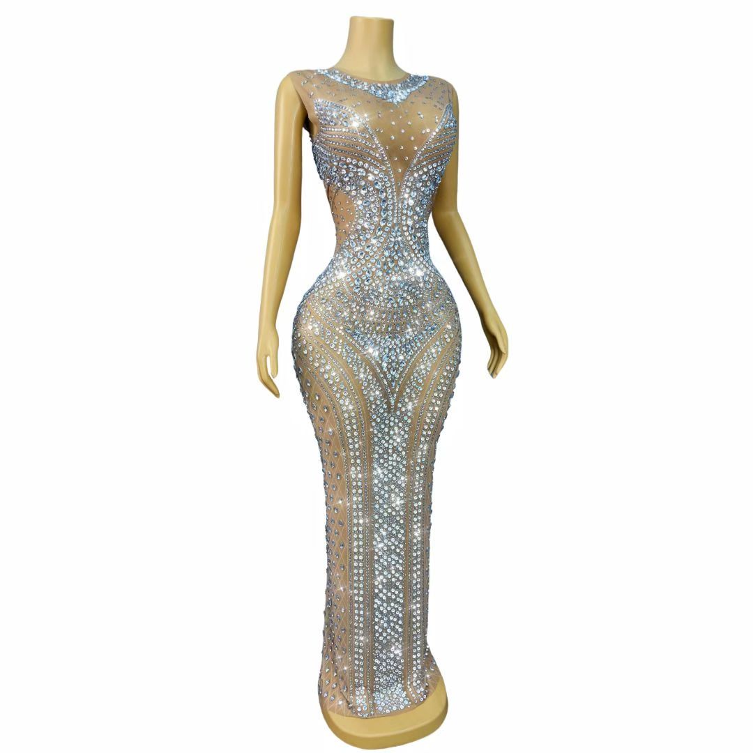 Damska błyszcząca sukienka wie – Sparkly Rhinestone Club Party Dress recenzja i cena