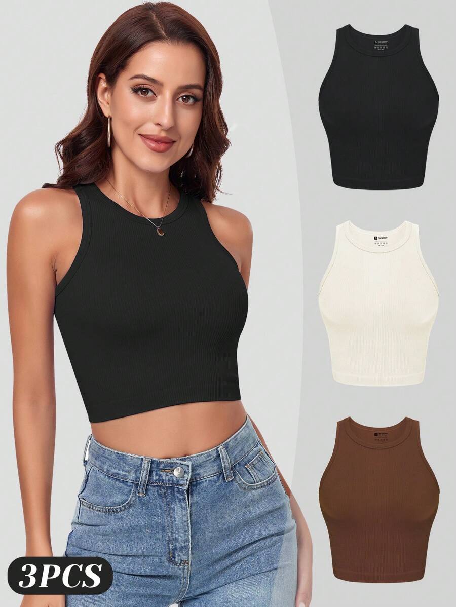 VVX Damskie 3-pakowe Krótkie T – Seamless Ribbed Workout Tank Top recenzja i cena