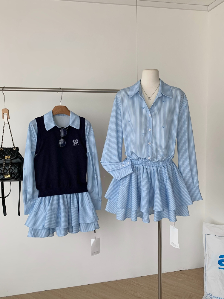 Komplet dwuczęściowy w stylu k – Korean Style A Line Shirt Dress recenzja i cena