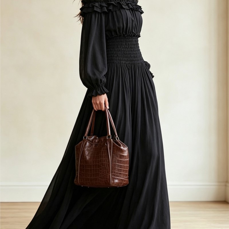 Damska sukienka maxi z odkryty – Off Shoulder Puff Sleeve Sundress recenzja i cena