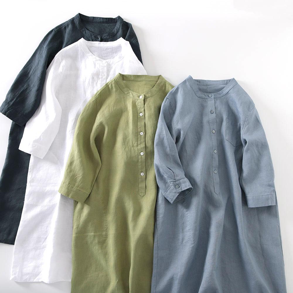 Sukienka koszulowa damska w st – Casual Loose Linen Shirt Dress recenzja i cena
