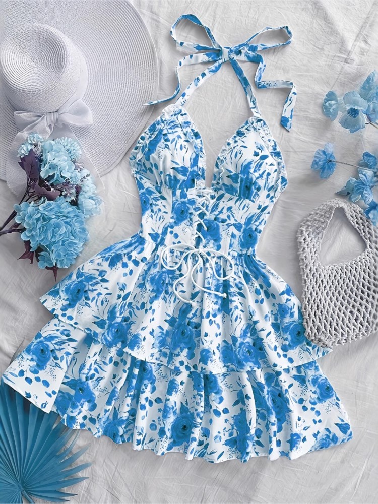 Damskie Sukienki Retro na Waka – French Vintage Floral Midi Dress recenzja i cena