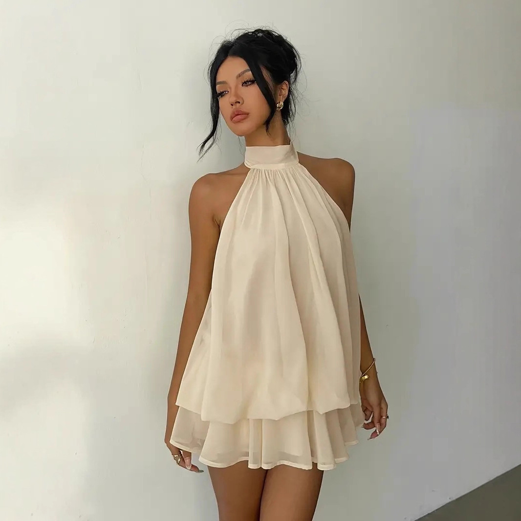 Sukienka damska z dekoltem hal – Y2K Backless Halter Mini Dress recenzja i cena