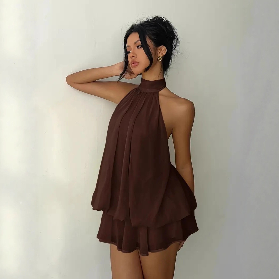 Sukienka damska z dekoltem hal – Y2K Backless Halter Mini Dress recenzja i cena
